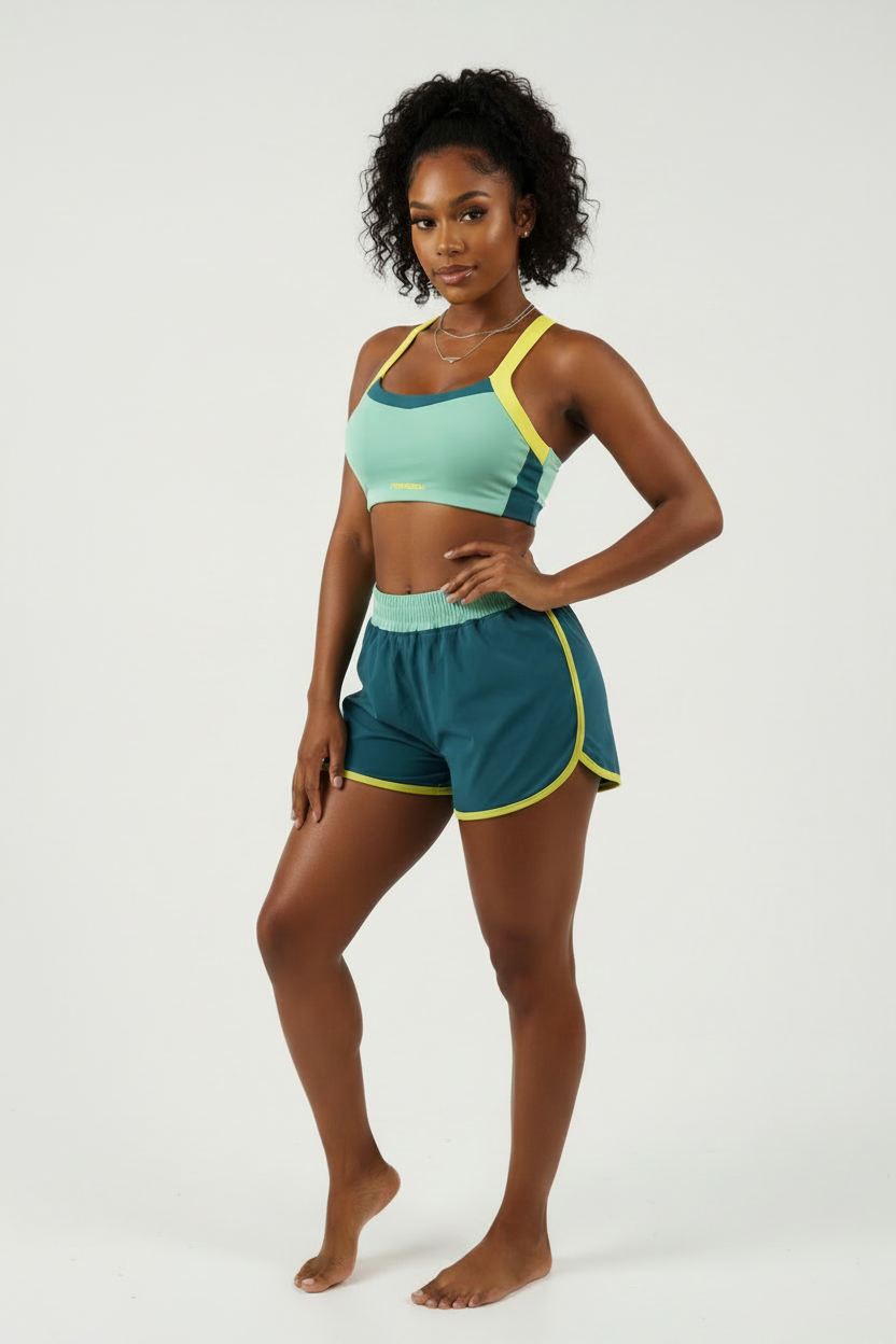 Teal & Yellow Athletic Two-Piece Set