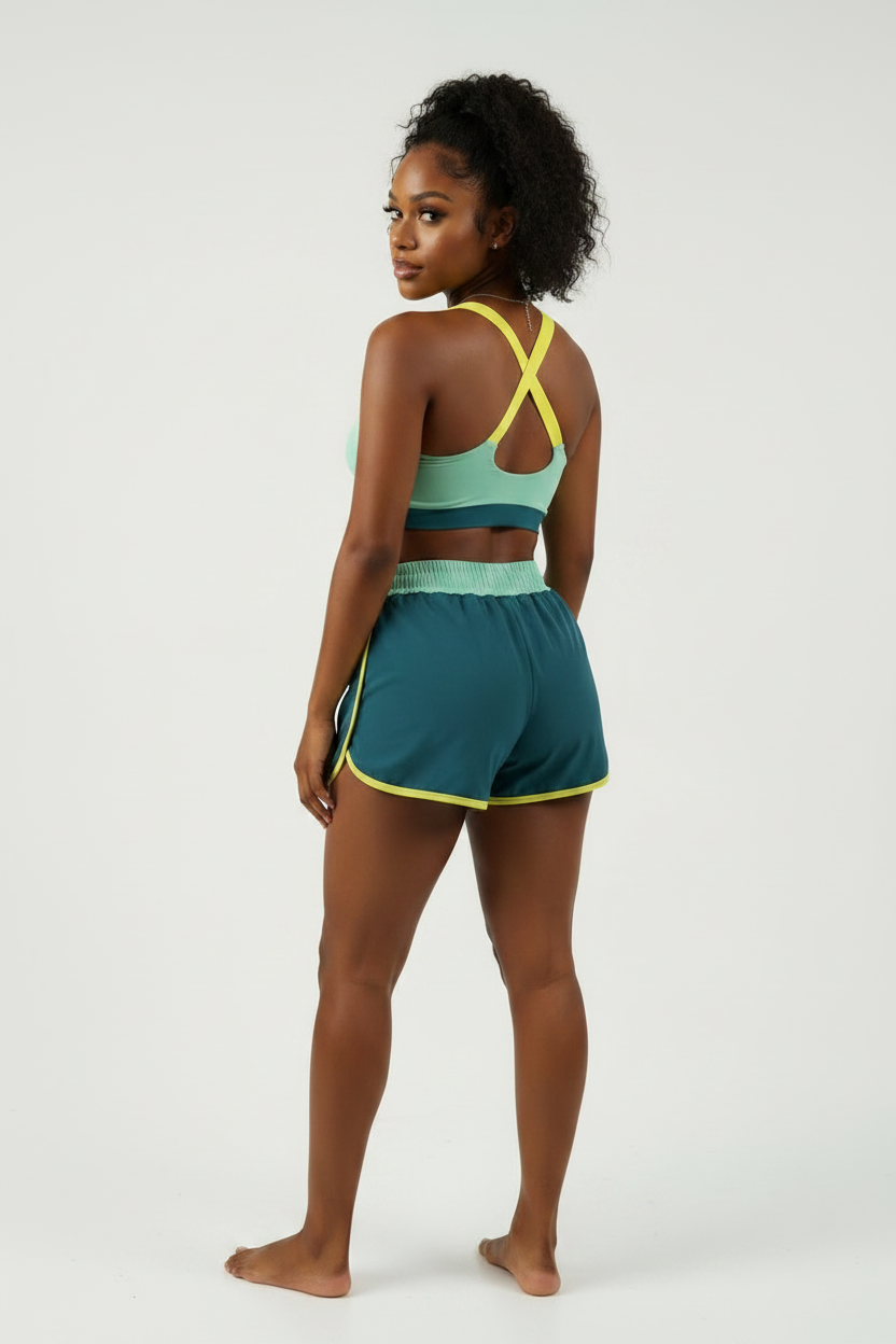 Teal & Yellow Athletic Two-Piece Set